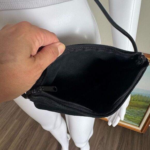 vintage mini black suede fringe crossbody bag - Picture 9 of 12